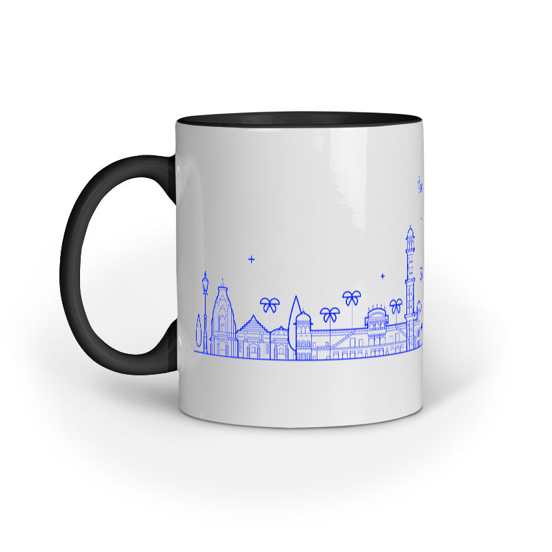 Jaipur Cityscape Travel Poster Coffee Mug White and Black